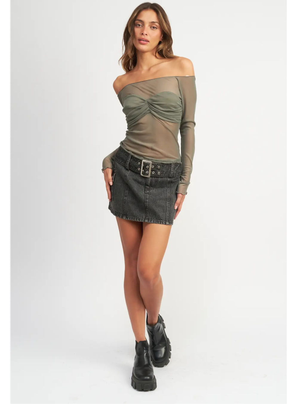 Off Shoulder Sheer Top