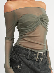 Off Shoulder Sheer Top