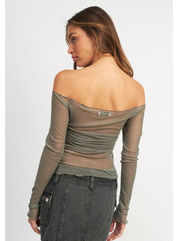 Off Shoulder Sheer Top