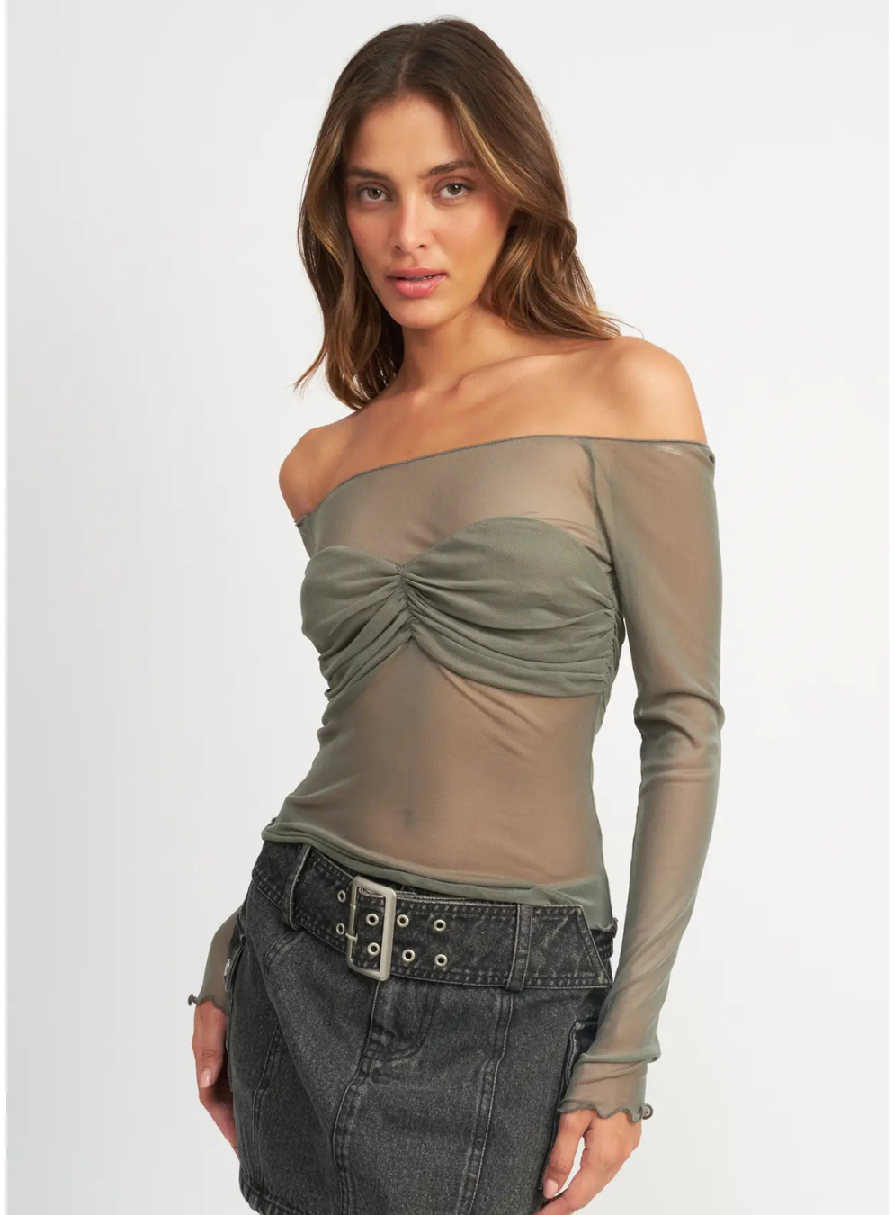 Off Shoulder Sheer Top