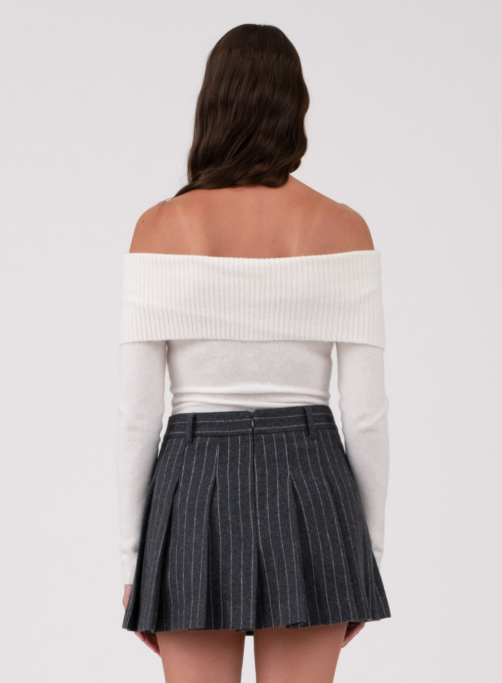 Off The Shoulder Fold Over Long Sleeve Sweater