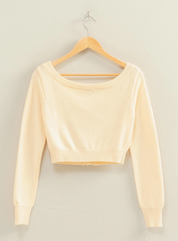 Off the Shoulder Long Sleeve Crop Cardigan
