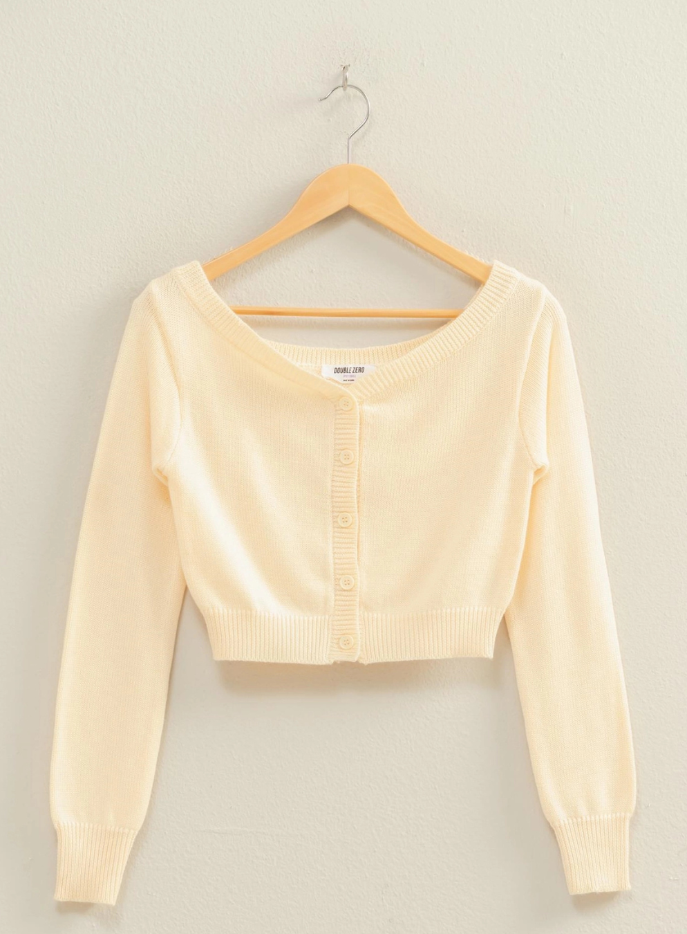 Off the Shoulder Long Sleeve Crop Cardigan