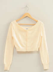 Off the Shoulder Long Sleeve Crop Cardigan