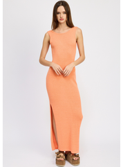 Orange Crochet Maxi Dress with Back Tie Detail