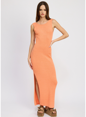 Orange Crochet Maxi Dress with Back Tie Detail