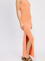 Orange Crochet Maxi Dress with Back Tie Detail