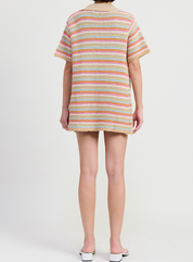 Oversized Crochet Button Up Shirt | Tangerine Multi