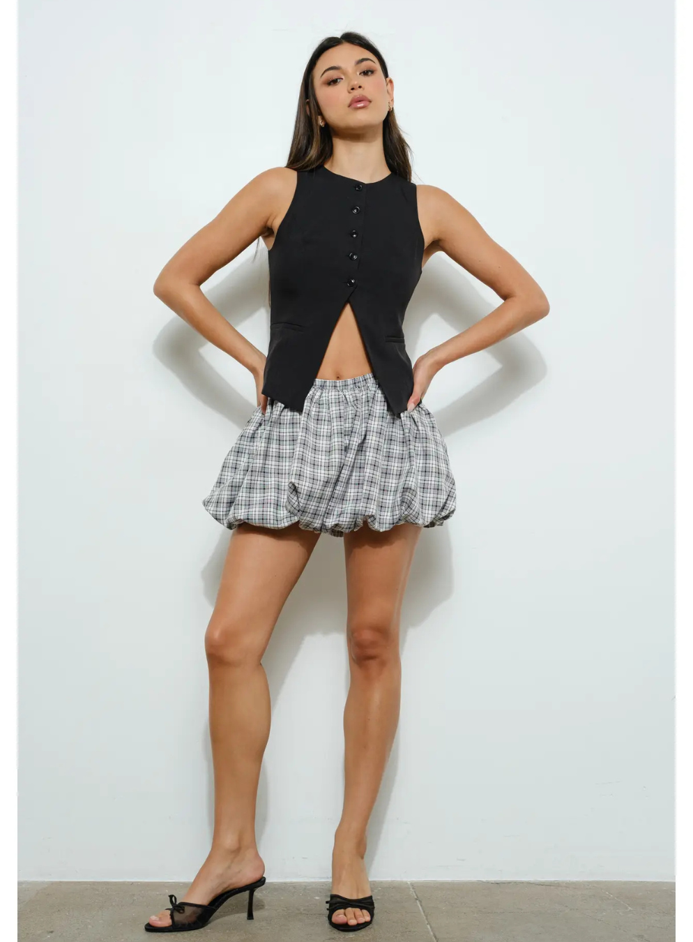 Plaid Bubble Hem Skirt