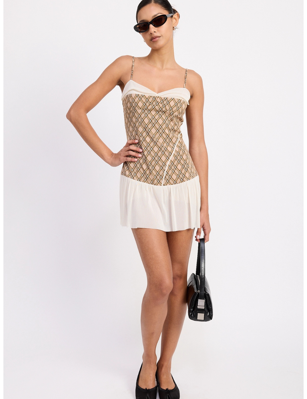 PlaidRuchedMiniDresswithContrastTrim.png
