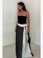 Polka Dot Tie Waist Chiffon Maxi Skirt