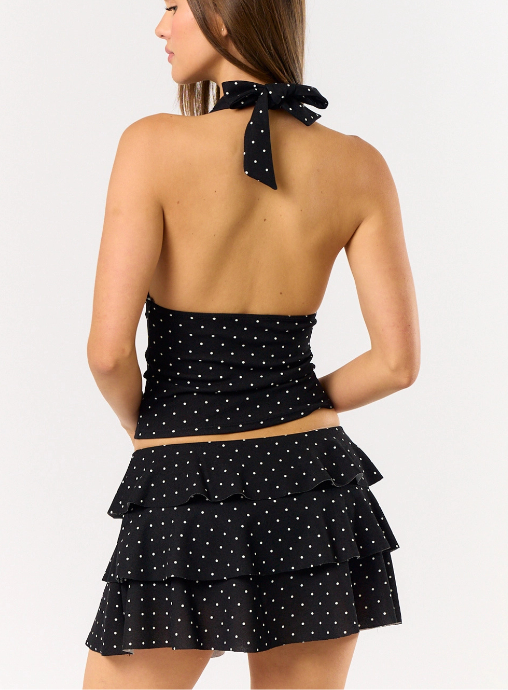 Polka Dot Ruffle Mini Skort