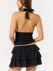 Polka Dot Ruffle Mini Skort