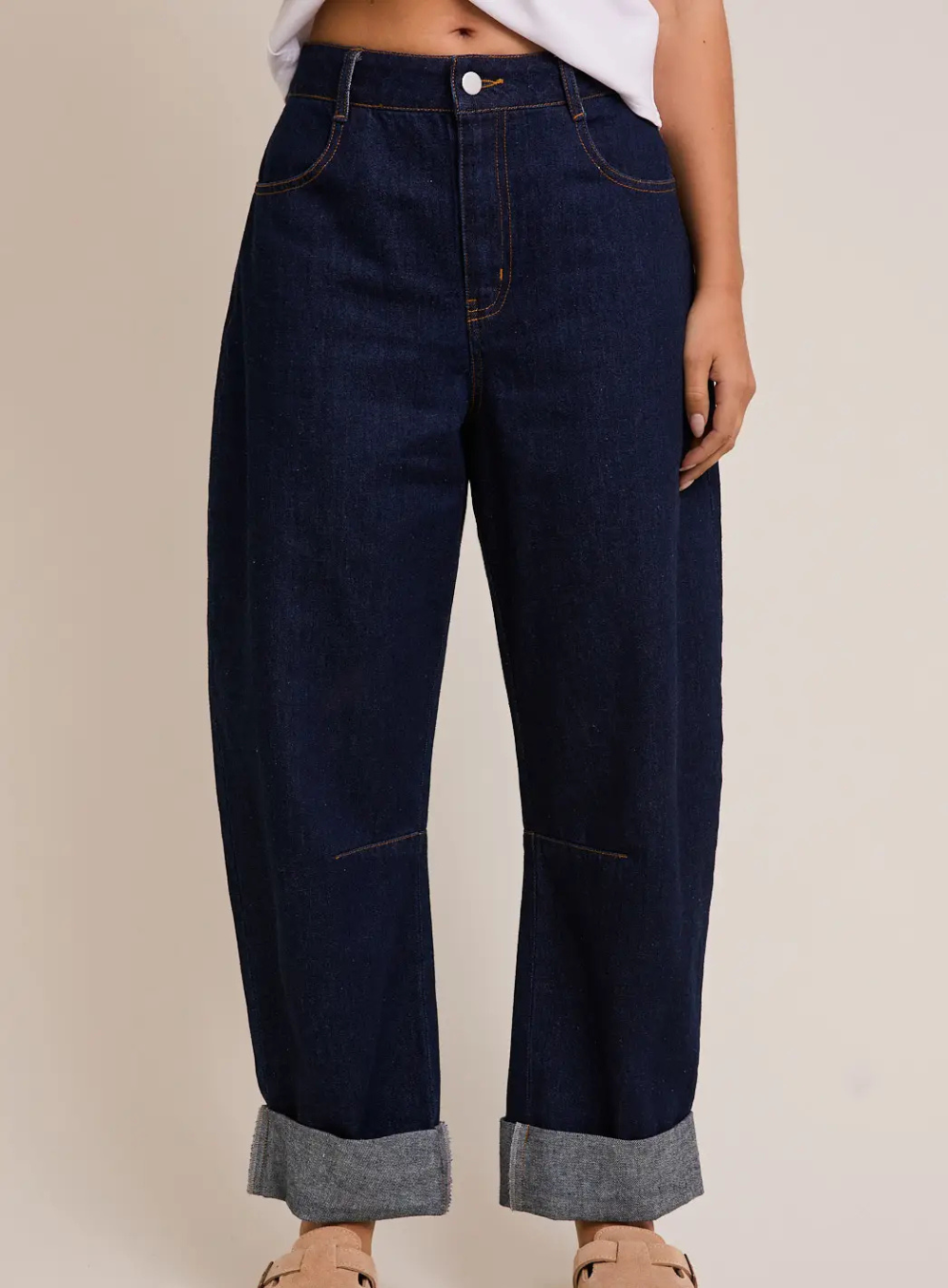 Roll-Up Barrel Jeans