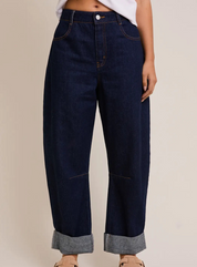Roll-Up Barrel Jeans