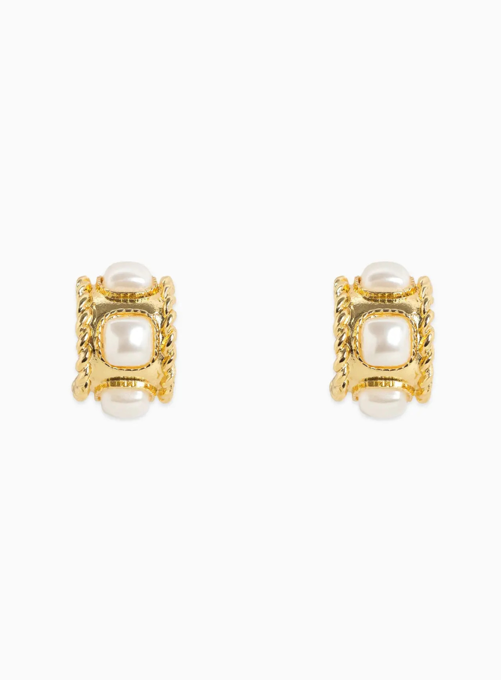 Rope Square Pearl Hoops
