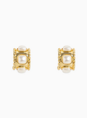 Rope Square Pearl Hoops