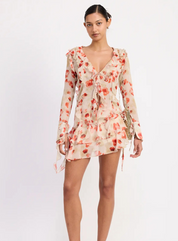 Ruffle Trim Sheer Peplum Top