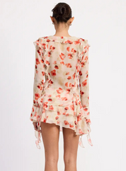 Ruffle Trim Sheer Peplum Top