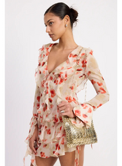 Ruffle Trim Sheer Peplum Top