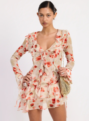 Ruffle Trim Sheer Peplum Top