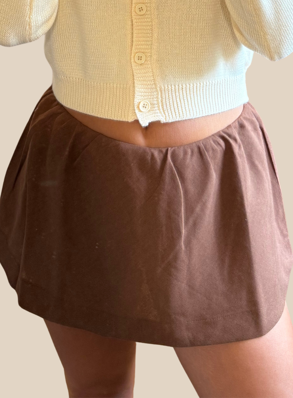 Sand Wash Brown Mid Rise Skort