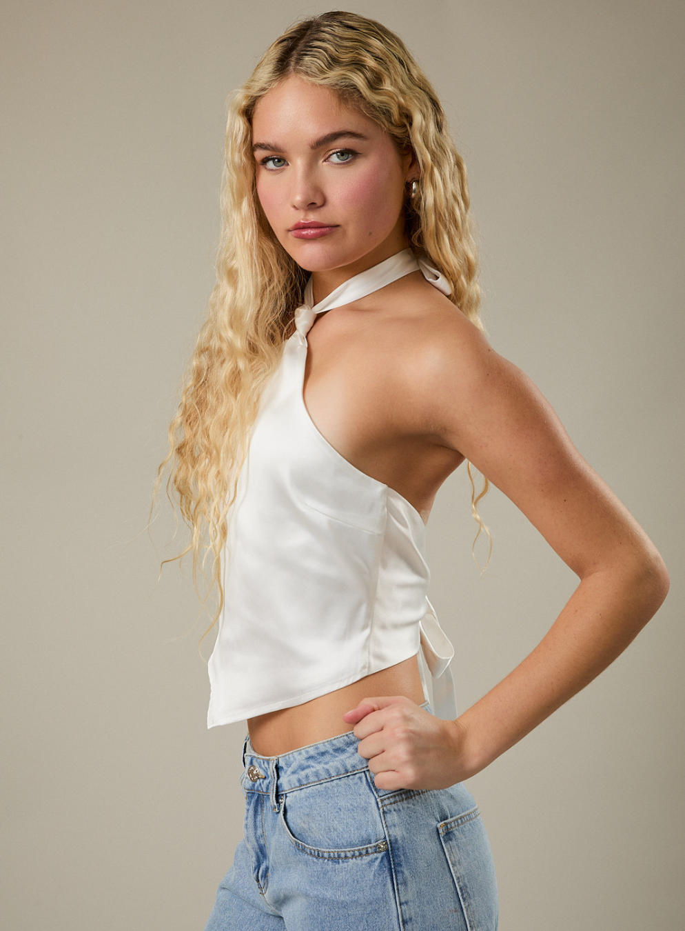 Satin Halter Neck Top