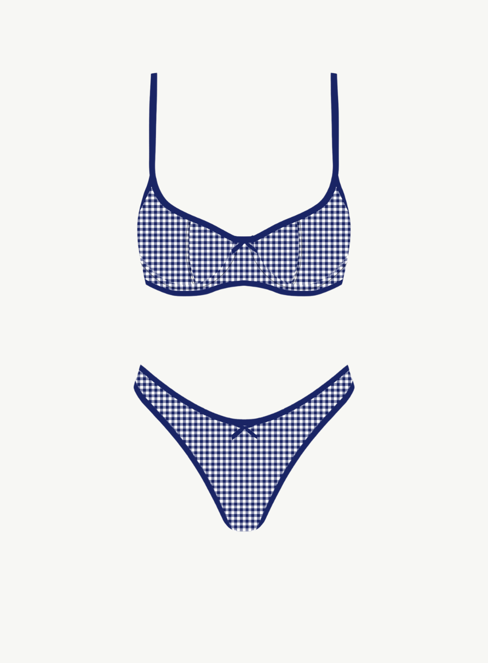 Seaside Picnic Bikini Set in Blue Gingham
