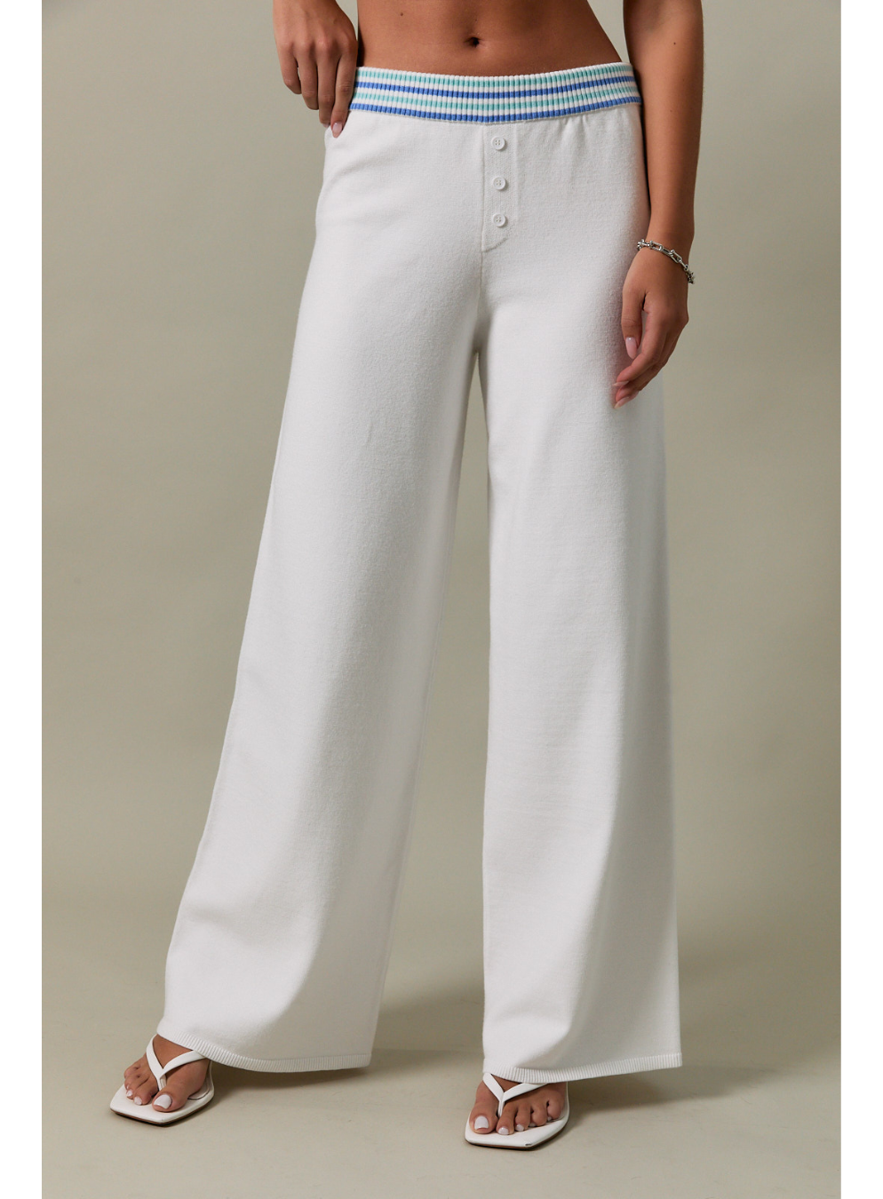 Sienna Striped Mid Rise Knit Sweater Pants