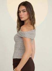 Sloane Stripe Ruched Off-Shoulder Top
