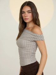 Sloane Stripe Ruched Off-Shoulder Top