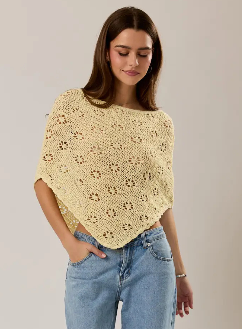 Sofia Floral Crochet Poncho