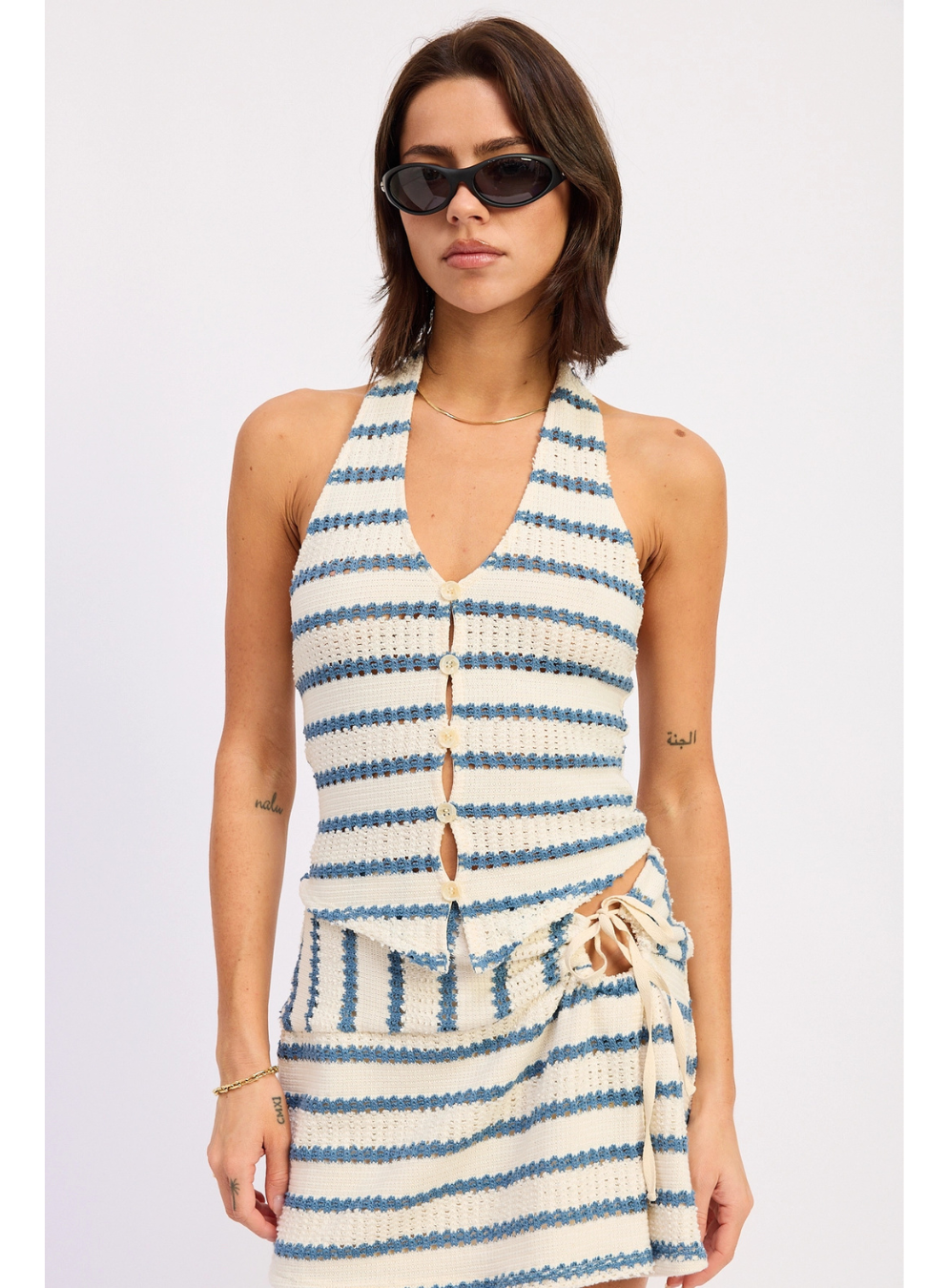 Stevie Stripped Mini Wrap Skirt