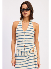 Stevie Stripped Mini Wrap Skirt