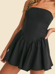 Strapless Flared Dropwaist Romper