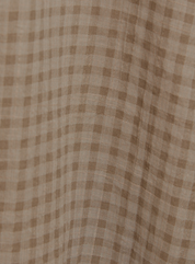 Strapless Taupe Gingham Midi Smocked Dress