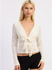 Tie Front Lace Long Sleeve