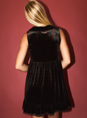 Velvet Collared Sleeveless Mini Dress