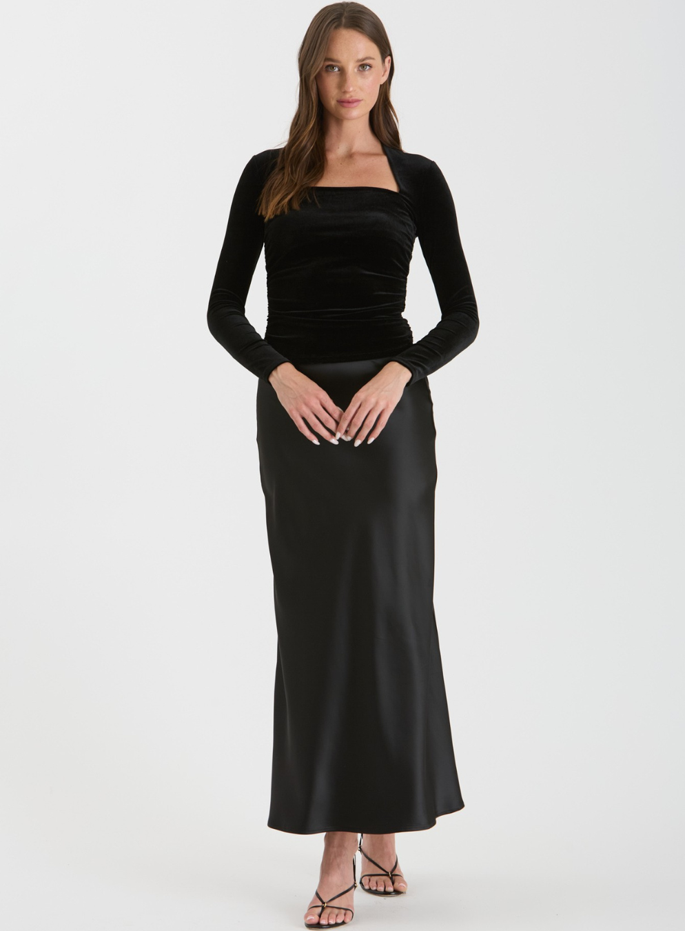 Velvet Square Neck Long Sleeve Top