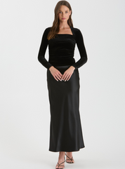 Velvet Square Neck Long Sleeve Top