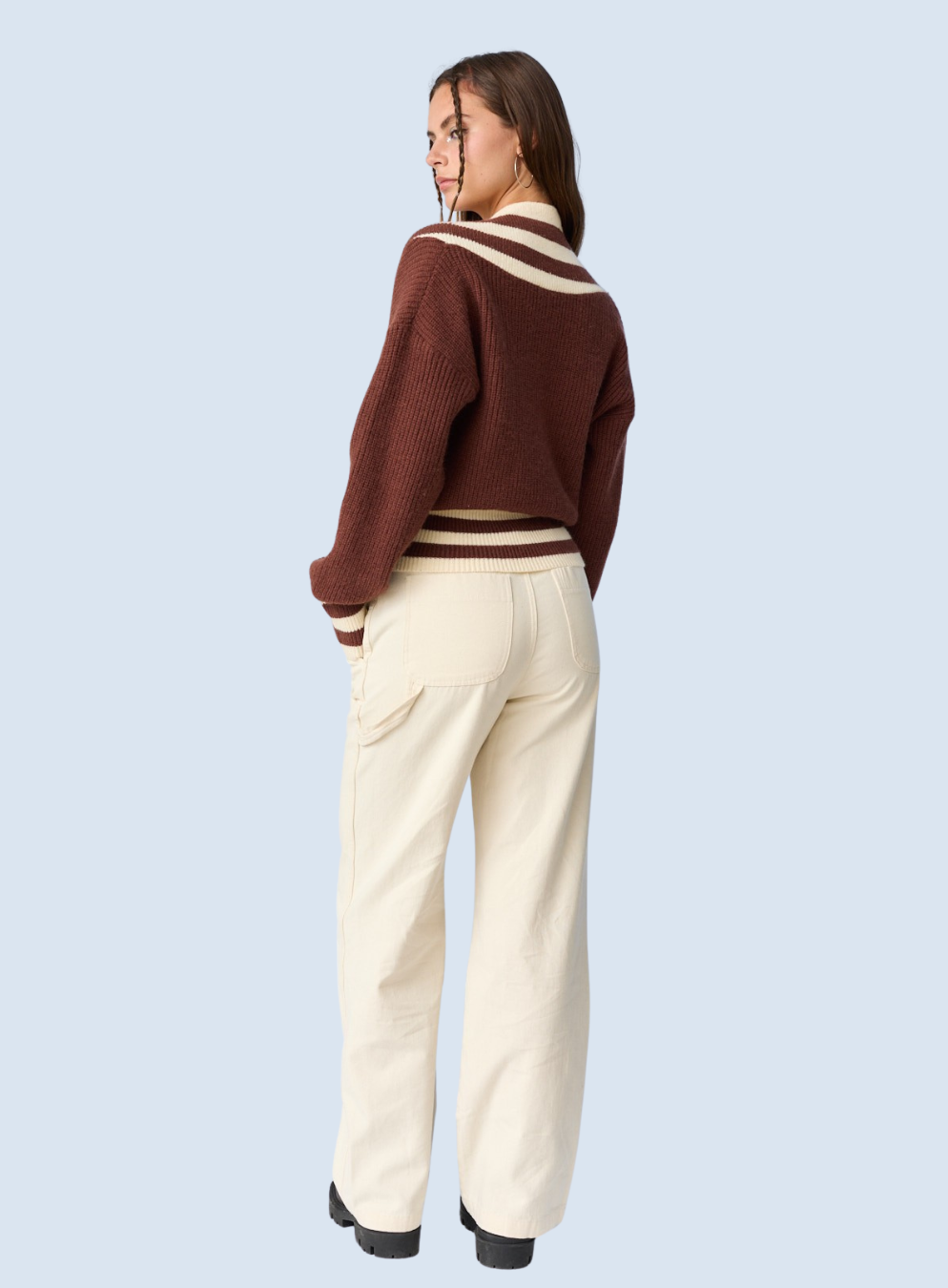 Zoe Surplice Neckline Striped Knit Pullover