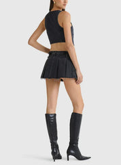 Abrand Pleated Denim Mini Skirt - Highly Praise