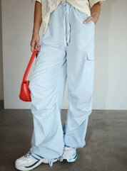 Adrianne Cargo Trousers in Powder Blue - Highly Praise