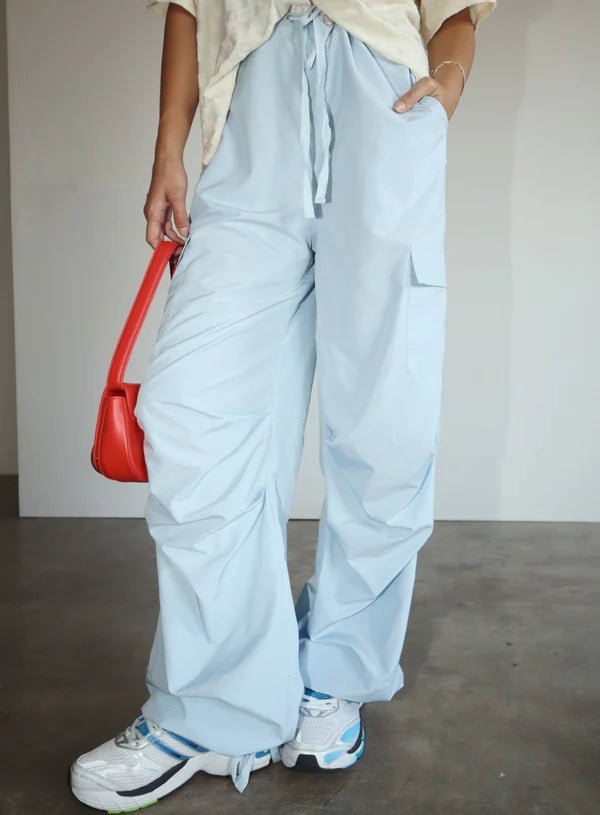 Adrianne Cargo Trousers in Powder Blue - Highly Praise