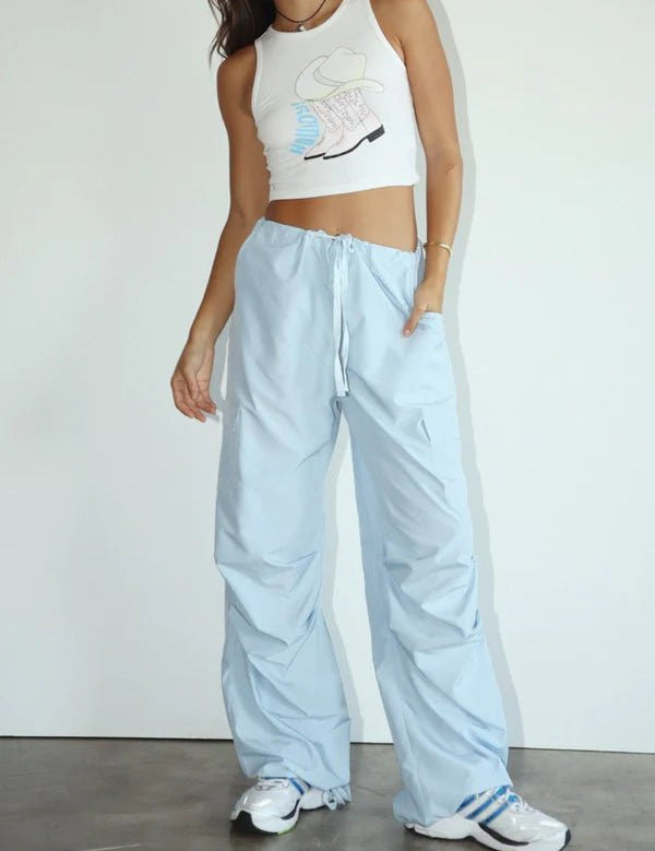 Adrianne Cargo Trousers in Powder Blue - Highly Praise