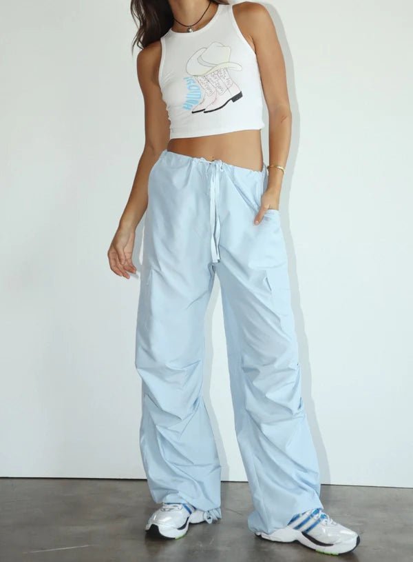 Adrianne Cargo Trousers in Powder Blue - Highly Praise