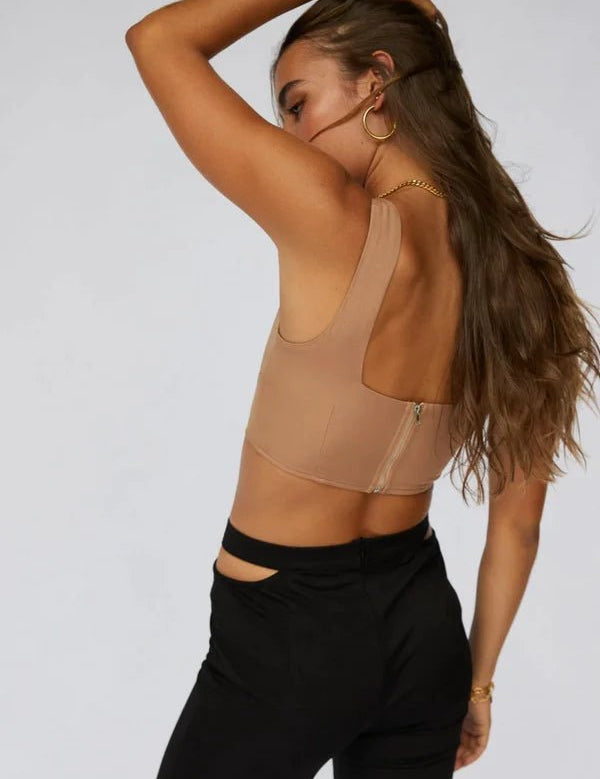 Anya Corset Top In Tan - Highly Praise