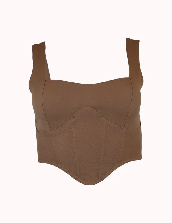 Anya Corset Top In Tan - Highly Praise