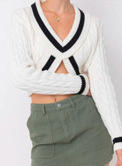Cable Knit Cropped Sweater - Highly Praise