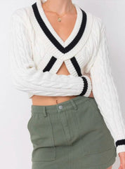 Cable Knit Cropped Sweater - Highly Praise